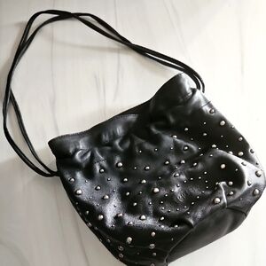 Farrutx Black Studded Leather Bag